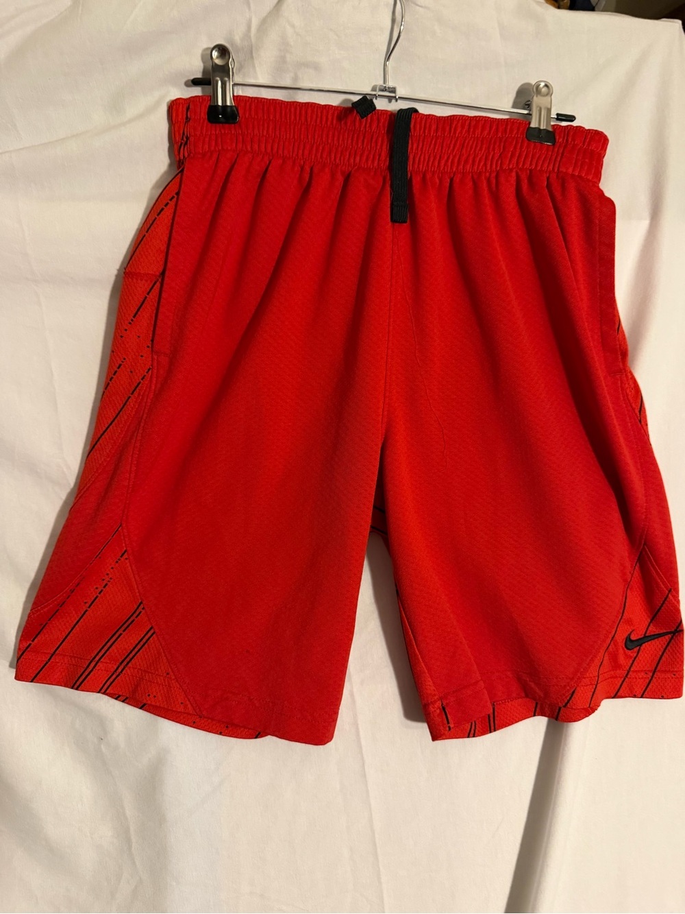 #509 Nike Men’s Red Athletic Mesh Shorts with Black Drawstring